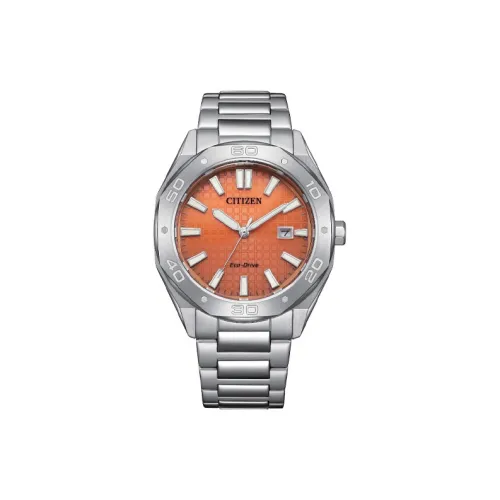 CITIZEN Светильник Кварцевый механизм Нержавеющая сталь Ремешок Часы 41 мм Мужские часы Апельсин Циферблат часов