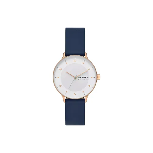 SKAGEN Riis Collection Women's Watch Кварцевый механизм Кожаный ремешок 36 мм Белый циферблат