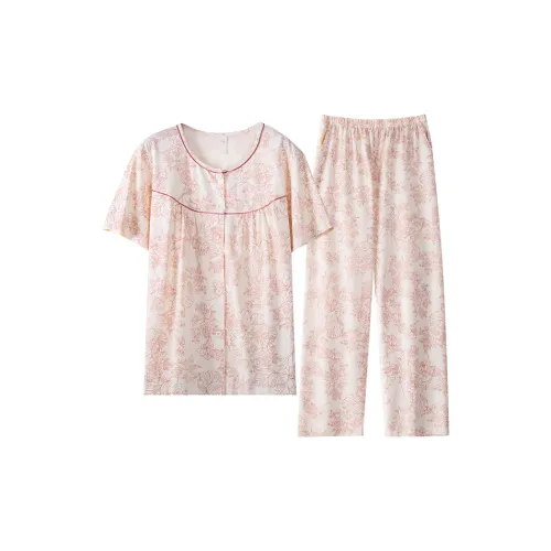 H YXIANG Пижамный комплект женский красный пион