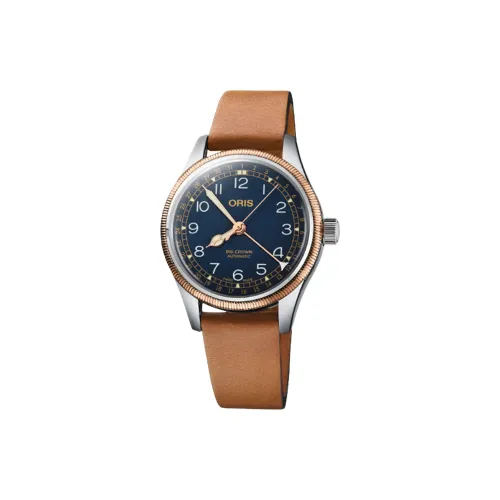 Oris Автоматический Механический Механизм Унисекс Часы 36 мм Синий Циферблат Нержавеющая Сталь Корпус Кожаный Ремешок