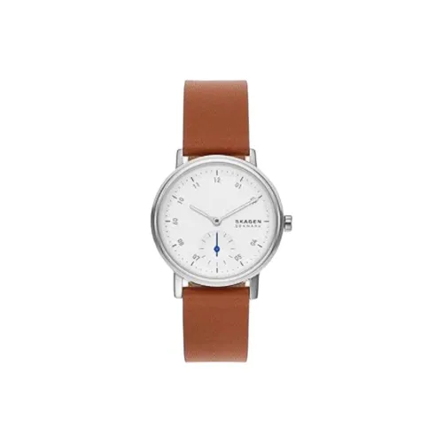 SKAGEN Kuppel Lille Collection Наручные часы Кварцевый механизм Кожаный ремешок 32 мм Белый циферблат Унисекс