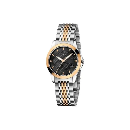 GUCCI 126,5 Collection Женские часы Кварцевый механизм Ремешок из нержавеющей стали 27 мм Черный циферблат