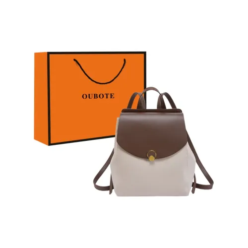OUBOTE Коровья кожа Carry Рюкзак Женские Экрю и Хаки