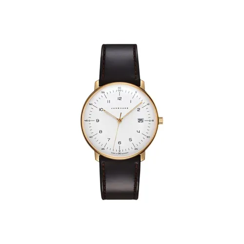 JUNGHANS Max Bill Collection Кварцевый механизм Унисекс Часы 38 мм Белый циферблат Нержавеющая сталь Корпус Кожаный ремешок