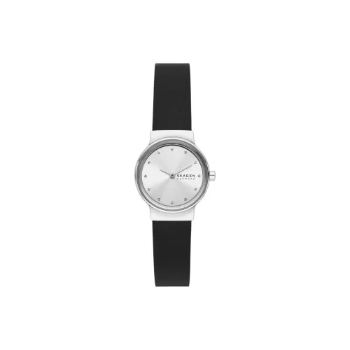 SKAGEN Freja Collection Women's Watch Кварцевый механизм Кожаный ремешок 26 мм Серебристый циферблат
