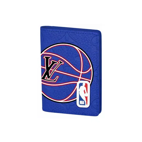 LOUIS VUITTON NBA Collaboration Тисненая коровья кожа держатель для карт кошелек мужской кляйн-синий