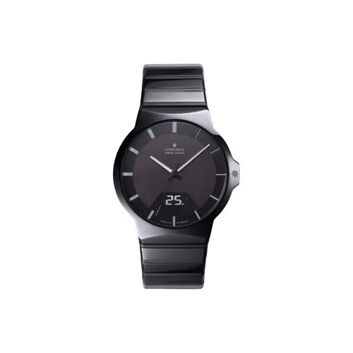 JUNGHANS Солнечный кварцевый механизм Мужские часы Часы 40,4 мм Черный циферблат Керамика Чехол часов Титан Ремешок