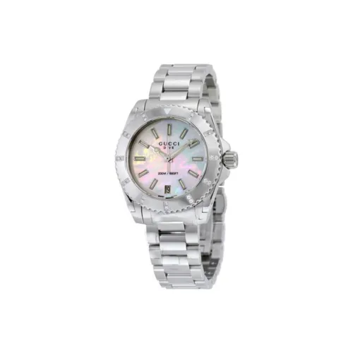GUCCI Наручные часы Кварцевый механизм Нержавеющая сталь Ремешок 32 мм Жемчужная раковина Циферблат Цвет Унисекс