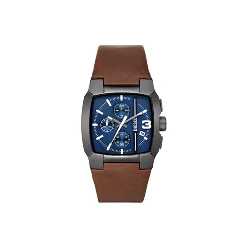 DIESEL Watch Кварцевый механизм Кожаный ремешок 40 мм Синий циферблат Унисекс