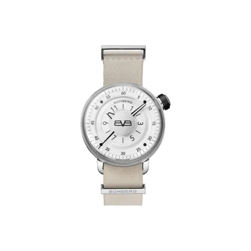Bomberg Кварцевый механизм Унисекс Часы 43 мм Белый циферблат Корпус из нержавеющей стали Кожаный ремешок