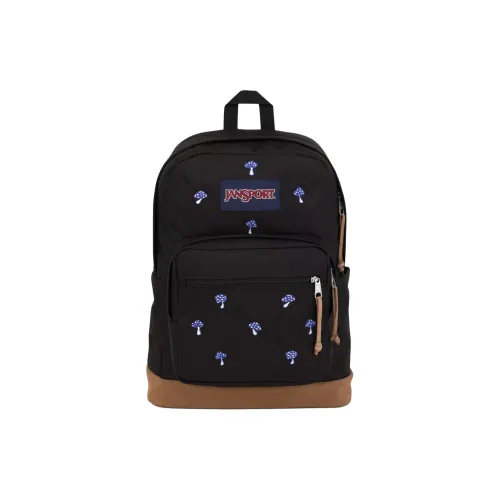JanSport Замша Рюкзак Унисекс Вышивка Гриб Черный