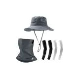 Gray Hats & Caps + Dark Gray Sun Mask + Sun Protection Sleeves 2 Pack  
Серые шапки и кепки + темно-серая маска для защиты от солнца + рукава для защиты от солнца, 2 упаковки