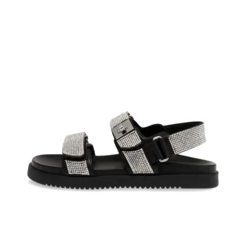 STEVE MADDEN Пляжные сандалии Черно-серебристые Женские