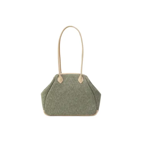 LINE ARTISANAL Canvas Bag Handbag Shoulder Bag Small Women's Green Ecru