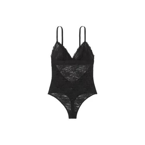 Victoria's Secret Розовый WINK Кружево Треугольник Без подкладки Комбинезон Черный Комбинезон Женские Черный