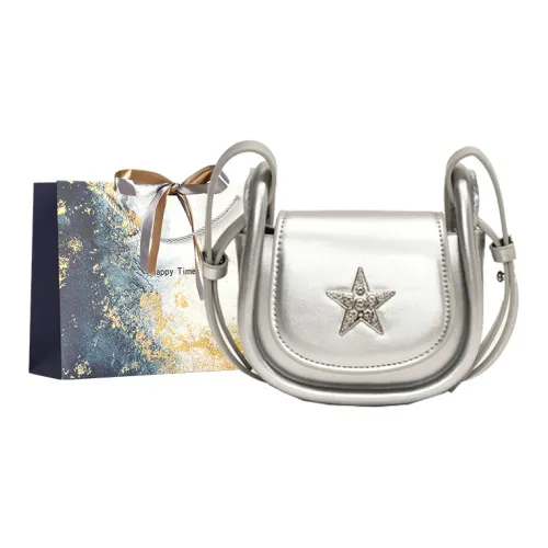 Iman's House ПУ (полиуретан) Сумка через плечо Сумка на плечо Женская Серебряная Экрю Черная