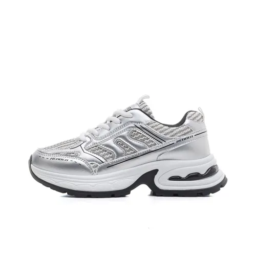 RENBEN Сетчатая обувь Дышащий Низкий Топ Толстая подошва Женские Серебряные