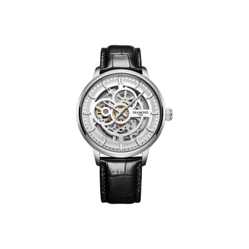 Ромб Автоматический Механический Механизм Мужские Часы Белый Циферблат