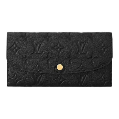 LOUIS VUITTON Emilie Телячья кожа Кошелек Женские Черный