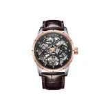 Двухцветный золотой корпус, коричневый кожаный ремешок