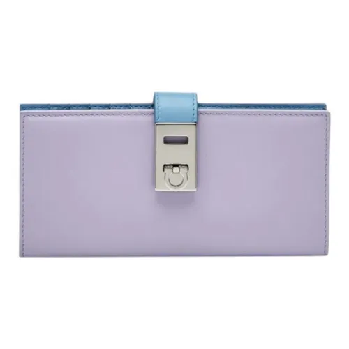 FERRAGAMO GANCINI Телячья кожа Кошелек Женские New Light Фиолетовый Небесно-голубой