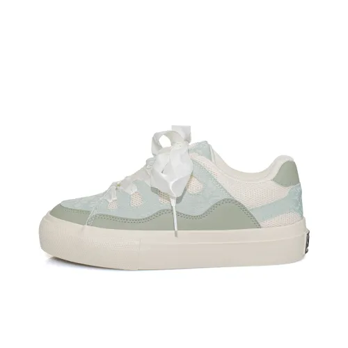 B10CROWN Slip-Resistant Lightweight And Breathable Low-Top Skateboard Shoes Women's Mint Green B10CROWN Слип-Резистентный Легкий И Дышащий Низкий Топ Скейтборд Кроссовки Женские Мятно-Зеленый