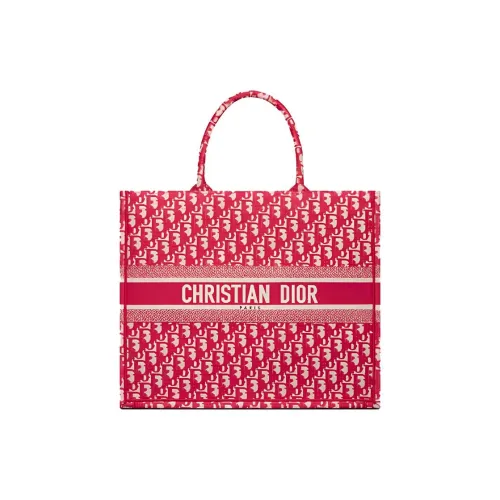 DIOR BookTote Вышивка Сумка-тоут Сумка для покупок Женская сумка Конфетный малиновый