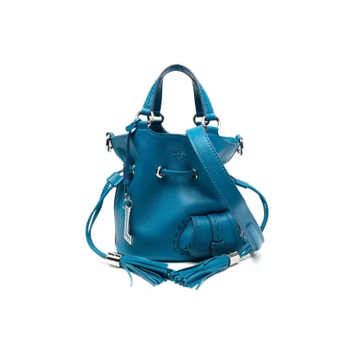 LANCEL Телячья кожа Ведрообразная сумка Сумка через плечо Сумка Маленькая Женская Небесно-голубая