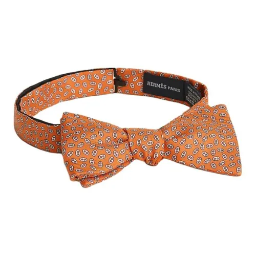 HERMES Шелковый шелковый бант Мужской Оранжевый