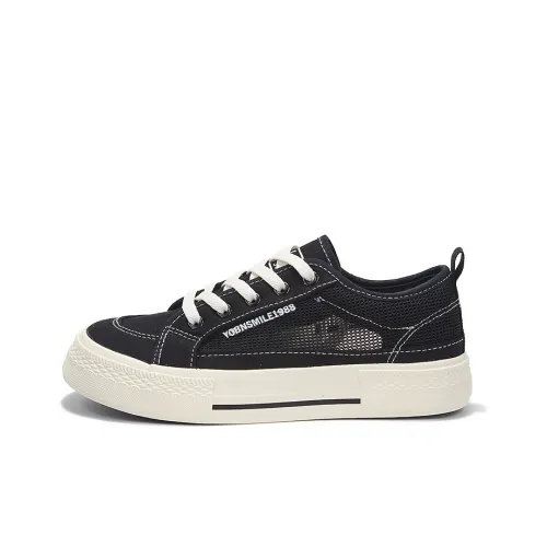 Yobn Canvas Shoes Low Top Black Women's