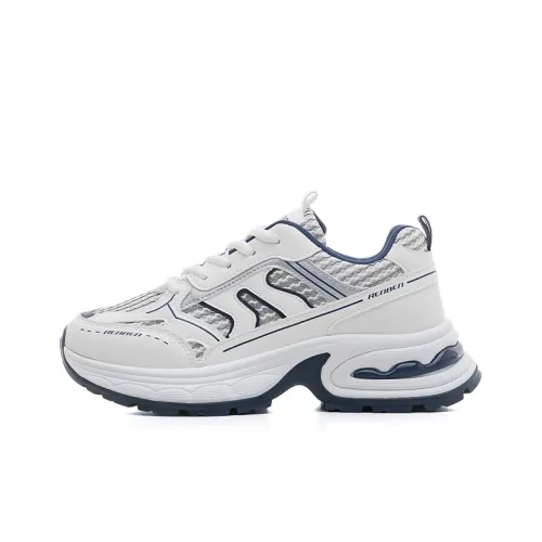 RENBEN Износостойкие Низкие Топ Кроссовки с Толстой Подошвой Женские Белые