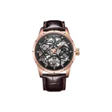 Розово-золотой корпус, коричневый ремешок