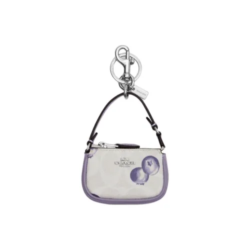 COACH Nolita Холст с покрытием и гладкая кожа Bag Charm Сумка Мерч Мини Женские Мел Светло-фиолетовый