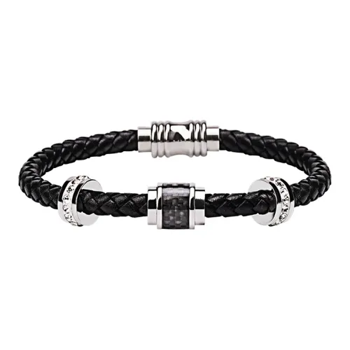 MUSTKOO Коровья кожа Титановая сталь Браслеты Мужской Черный