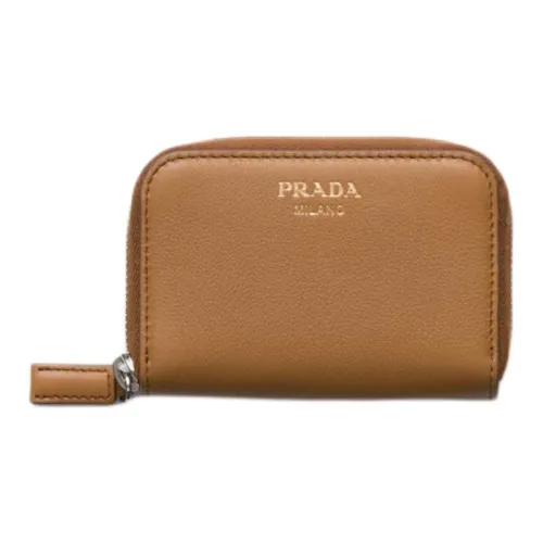 PRADA Мужской кожаный кошелек для монет коричневый