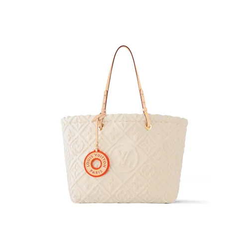 LOUIS VUITTON Хлопок с коровьей кожей тоут сумка сумка для покупок сумка женская какао белый