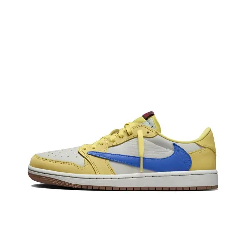Jordan Air Jordan 1 Винтажные баскетбольные кроссовки Low Топ Желтый Унисекс