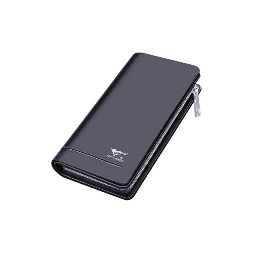 SEPTWOLVES Кошелек из коровьей кожи Мужской Кофейный Черный