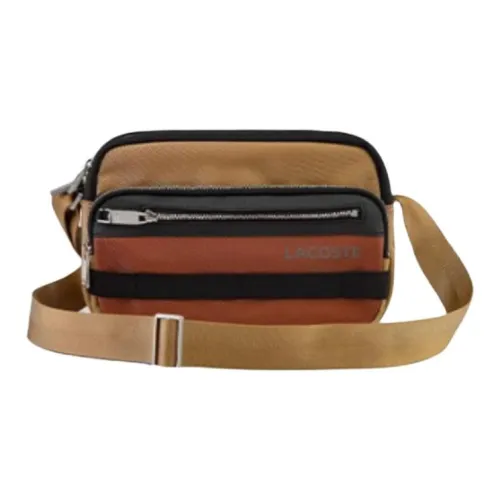 LACOSTE Холщовая сумка сумка через плечо стандартная мужская черная и кукурузная серая и Faint красная