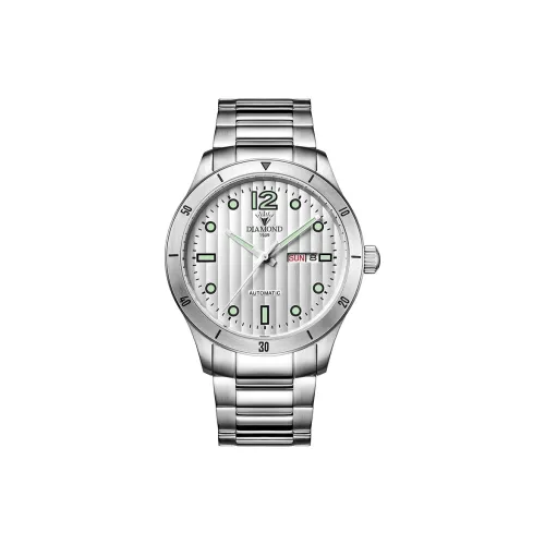 Ромб Автоматический Механический Механизм Мужские Часы Белый Циферблат