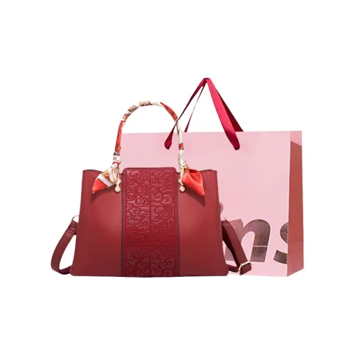 WHEELY BABY+ ПУ (полиуретан) Свадебная сумка с вышивкой Бостонская сумка Сумка на одно плечо Большая женская Красная