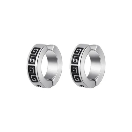 FOREVER MELODY Титановая сталь Нижняя заколка Серьги On Мужской Серебристый Черный