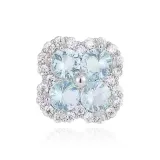 Клевер четырехлистный, мятно-зеленая серьга-гвоздик - зеленый