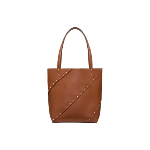 Valentino Rockstud Телячья кожа Тоут Сумка Сумка для покупок Сумка Маленькая Женская Коричневая