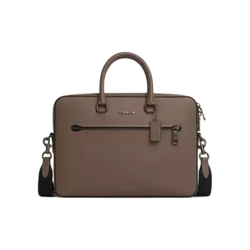 COACH Ethan Кожа Тоут Сумка Доска для ноутбука Сумка Большая Мужская Темный Каменный цвет