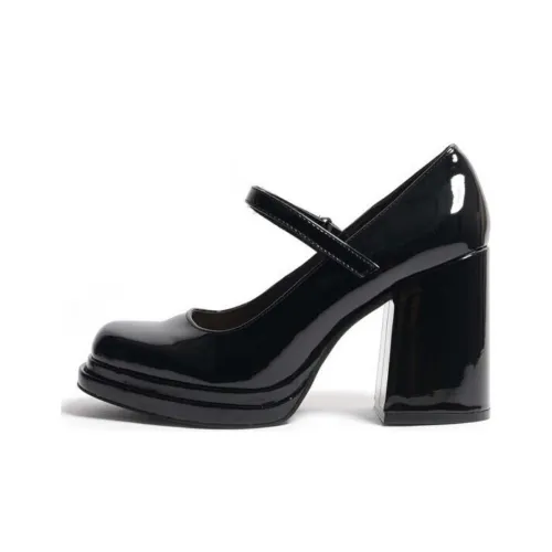 STEVE MADDEN Грубый каблук Мэри Джейн Туфли 9,7 см Женские Черные