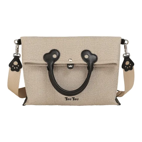 TOUTOU ПУ (полиуретан) Холщовая сумка через плечо большая женская теплая абрикосовая