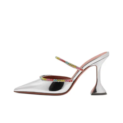 AMINA MUADDI Домашние тапочки 9,5 см Женские Серебряные