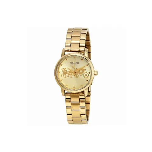 COACH Женские часы Кварцевый механизм корпус из нержавеющей стали ремешок 28 мм золотистый циферблат