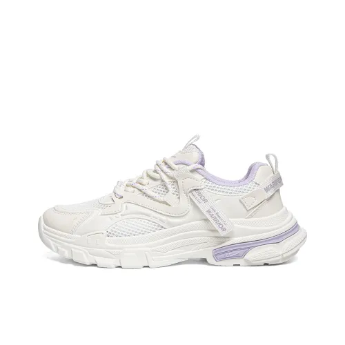 Warrior Wing Series Устойчивый к истиранию Легкий Противоскользящий Низкий Топ Кроссовки с толстой подошвой Женские Бежевый Фиолетовый